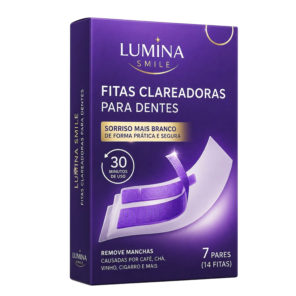 Caixa Lumina Smile™ — Fitas clareadoras dentais premium