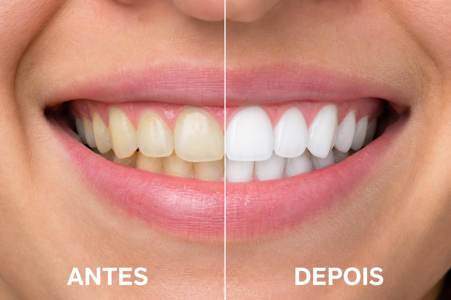 Antes e depois real do clareamento dental com Lumina Smile™